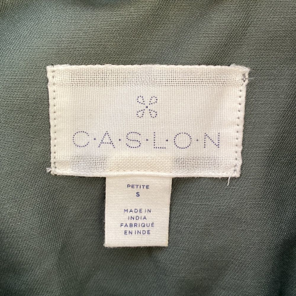 Caslon Nordstrom Camo Green Utility Jacket Zip Snap Closure Size S Petite - Picture 10 of 11